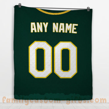Custom Premium Quilt Blanket Oakland Jersey Baseball Personalized Quilt Gifts for Her & Him